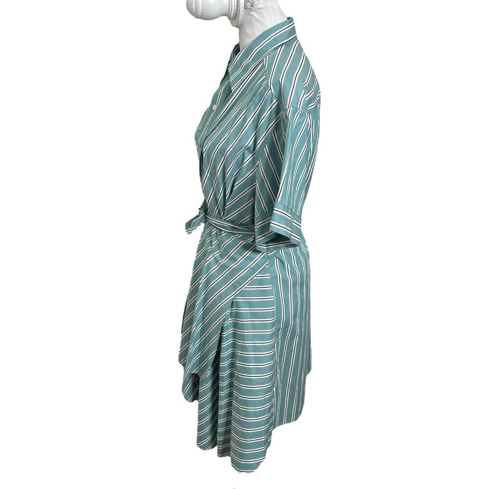 AKNVAS Tammy Shirt Dress Women's Medium Nile Stripe‎ Cotton Belted Ruffle Casual - Picture 7 of 10